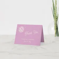 Retro Groovy 70s Pink Ivory Orange Disco Photo Thank You Card