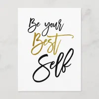 Be Your Best Self Motivational Quote Black/gold Postcard