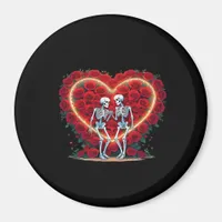 Skeleton Couple Holding Hands Inside A Heart Of Ro Magnet