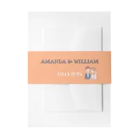 Simple, Cartoon-Iike Spouses Illustration Wedding  Invitation Belly Band