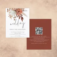 Budget Modern Terracotta Florals Wedding Invite