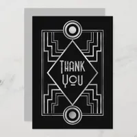 Black & Silver Gatsby-Inspired Art Deco Wedding Thank You Card