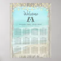 Rustic Beach Penguins Wedding Seating Chart