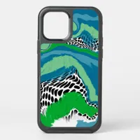 Sage Green and Blue, Black and White Dots Abstract OtterBox Symmetry iPhone 12 Pro Case