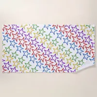 Beach Towel - Colored Stars in Rows