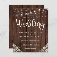 Budget Rustic Wood Lace Lights Wedding QR Code