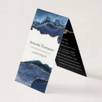 Navy and Gold Agate Precious stone Business Card