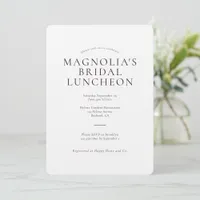 Minimalist Bridal Luncheon Luxury Linen Invitation