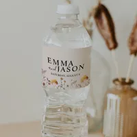 Boho Wildflower Wedding Water Bottle Label