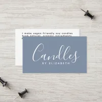 Dusty Blue Script Candle Maker Business Card