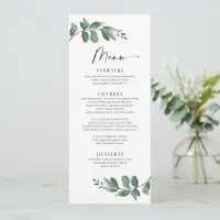 Minimalist Simple Greenery Foliage Wedding Menu