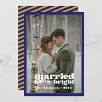 Navy and Gold Newlyweds Christmas Holiday Card