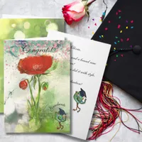 Whimsical Red Poppy Graduation Card for Daughter 