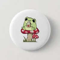 Mushroom Frog Goblincore Mycology Creative Style Button