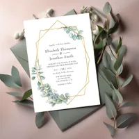 Silver Sage Geometric Eucalyptus Wedding Invitation