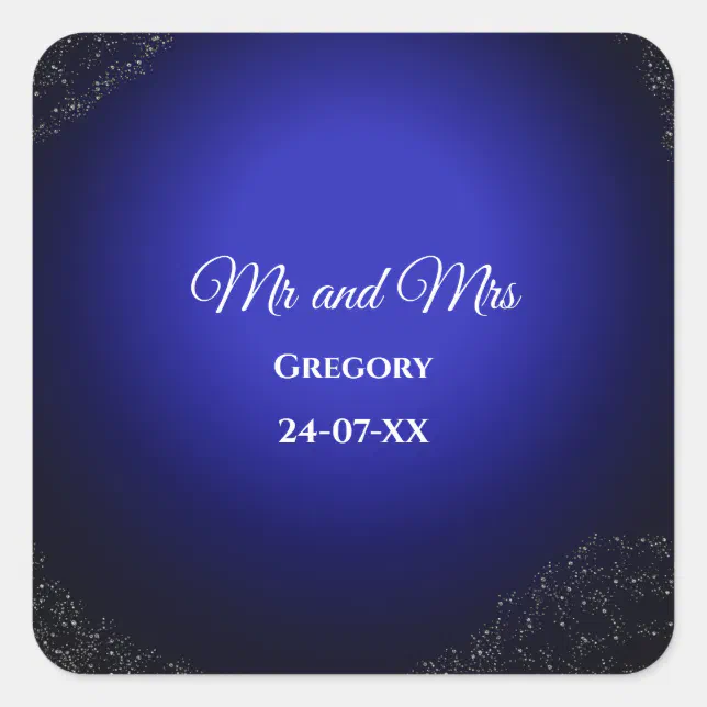 Celestial wedding Full Moon & Stars Midnight blue  Square Sticker