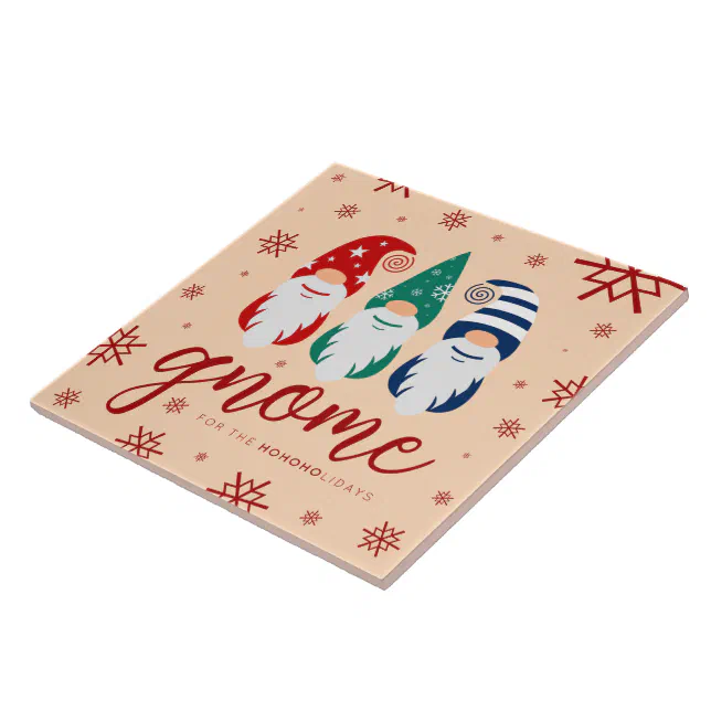 Hygge Christmas Gnome for the Holidays Snowflakes Ceramic Tile