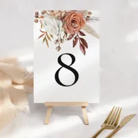 Rustic Terracotta Autumn Florals Table Number