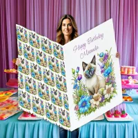 Personalized Jumbo-Sized Siamese Cat Birthday Card