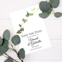 Green English Ivy Watercolor Wedding Save the Date