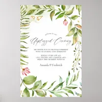 Greenery Crystal Wedding Unplugged Ceremony Poster