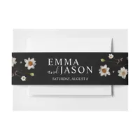 Black Boho Wildflower Invitation Belly Band