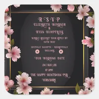 Elegant Floral Blossom Wedding Invitation Design S Square Sticker