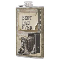 Vintage Best Dad Ever Camera Father's Day Antique Flask