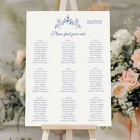 Elegant Vintage Romance Blue Wedding Seating Chart