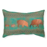 Southwest Cute Javelina Family Teal & Copper Small Pet Bed