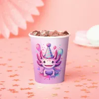 Personalized Anime Axolotl Girl's Birthday Paper Cups