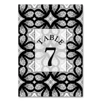 Black and white Wedding Table Number Card