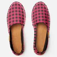 Buffalo Check Plaid Patterned Rustic Red Black Espadrilles