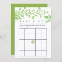Watercolor Greenery Baby Shower Bingo Invitation