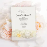 Tea Cup with White Rose Flower Post Wedding Brunch Invitation