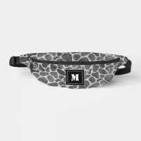 Black and Grey Leopard Print Pattern Monogram Fanny Pack