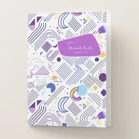 Retro Geometric Abstract Pat#4 Purple Blue ID1067 Pocket Folder