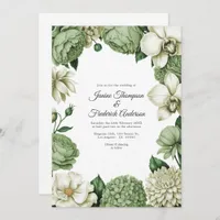 Sage Green & Ivory Watercolor Floral Wedding Invitation