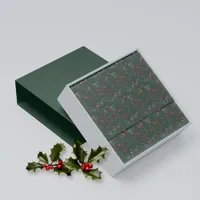 Rustic Christmas Dark Green Pine Branch Berry Tissue Paper