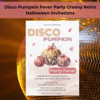 Groovy Retro Disco Pumpkin Halloween Party Fever  Invitation