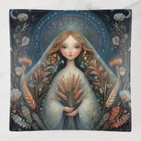Virgo Maiden Zodiac Astrology Celestial Birthday Trinket Tray