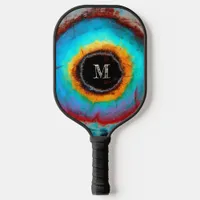 Ethereal Cosmic Eye Monogram Vibrant Abstract Art Pickleball Paddle