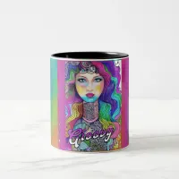 Colorful Groovy Hippie Art Female 11 oz Coffee Mug