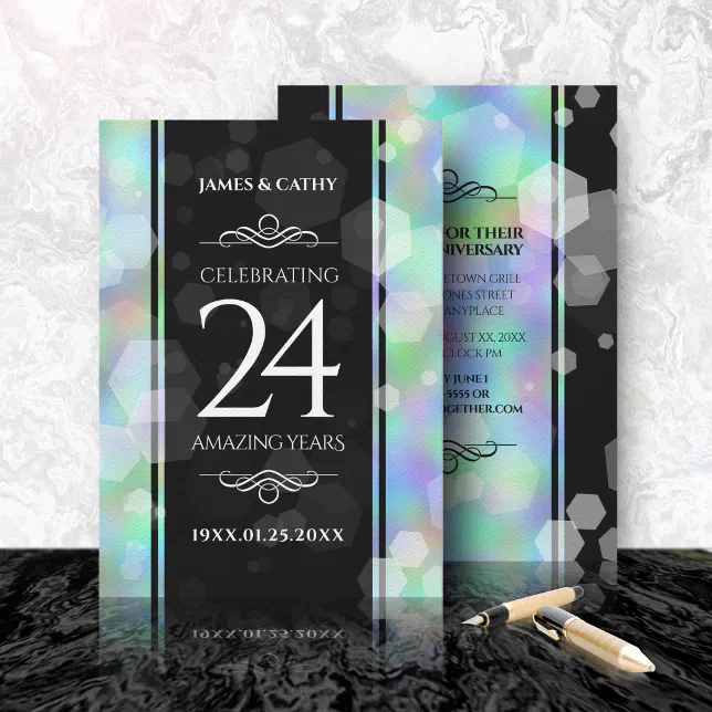 Elegant 24th Opal Wedding Anniversary Celebration Invitation