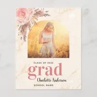 Budget pampas grass blush graduation announcement