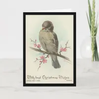 Vintage Christmas Sparrow Holiday Card