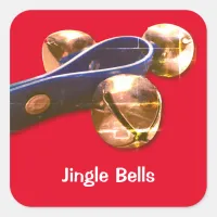 Jingle Bells Metal Percussion Instrument Christmas Square Sticker