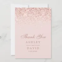 Rose Gold Confetti Blush Pink Modern Wedding Thank You Card