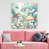 Pretty Cottage Core Whimsical Village Canvas Print