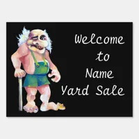 Scandinavian Funny Looking Ogre Troll Yard Sign